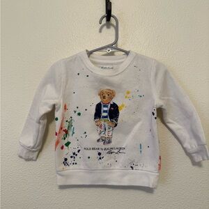 Ralph Lauren Polo Bear Sweatshirt White Paint Splatter